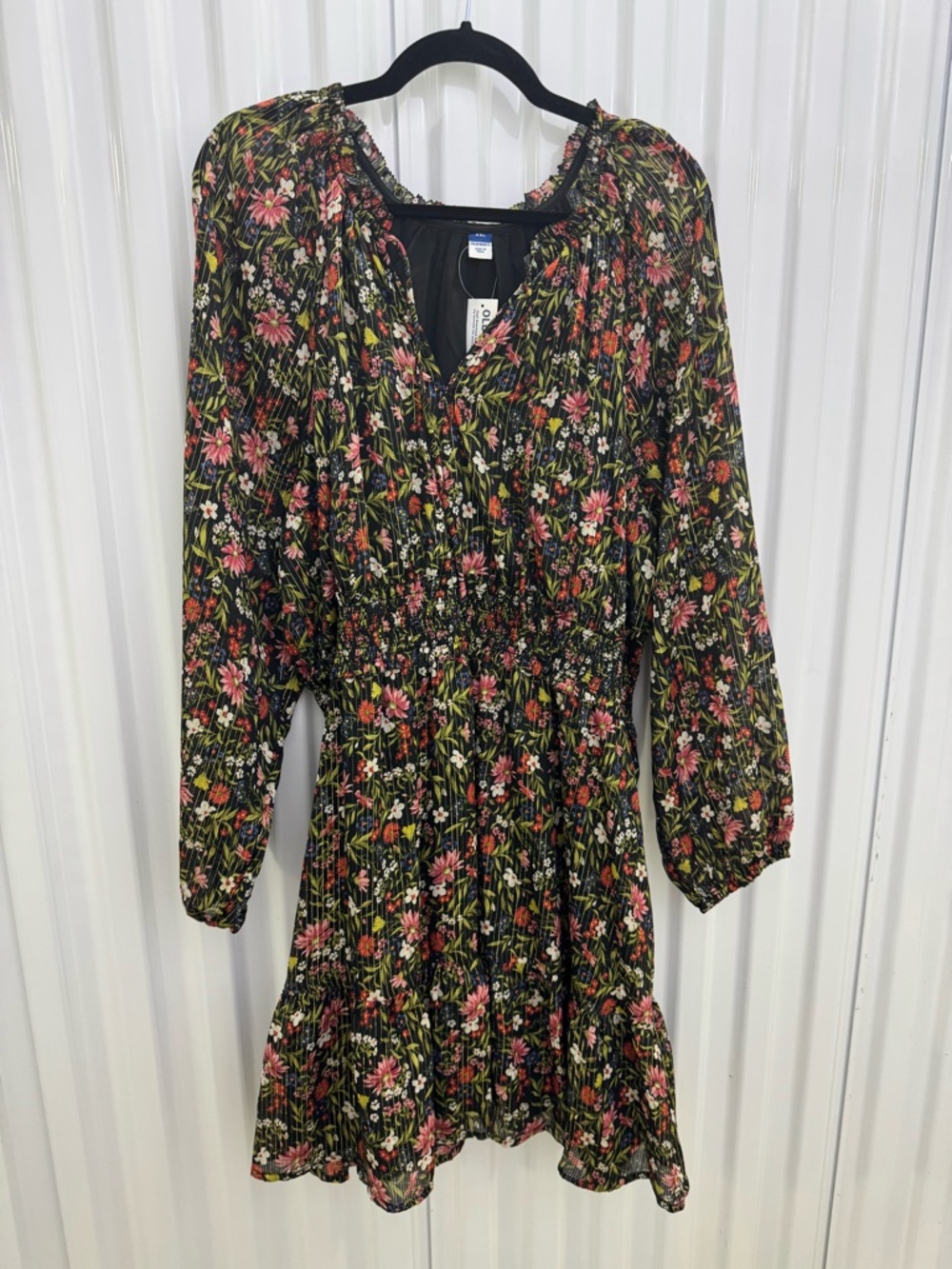 Old Navy Black Floral Long Sleeve Dress